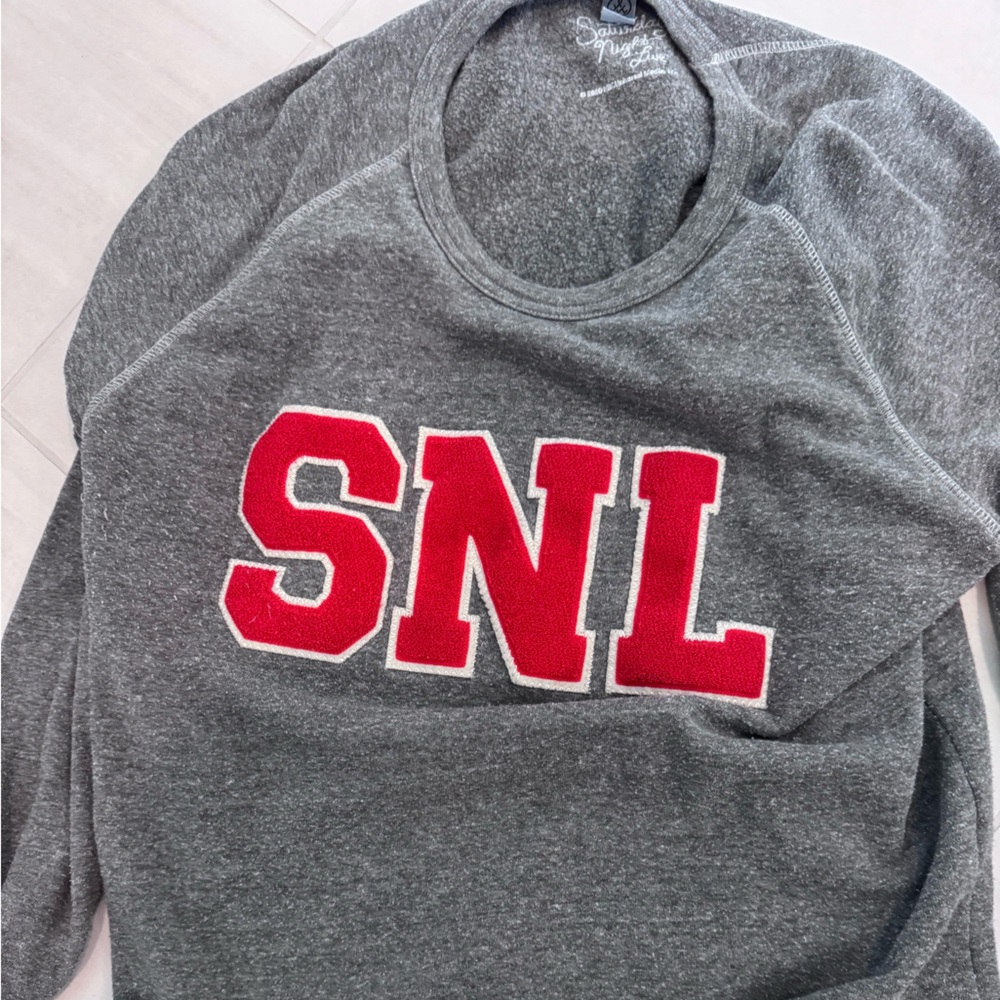 Gray Sweatshirt with Red SNL Lettering